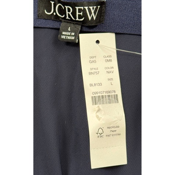 J.Crew Navy Blue Pleated Midi Skirt Women's Lined Pull-On Elastic Waist NWT L - Picture 5 of 8